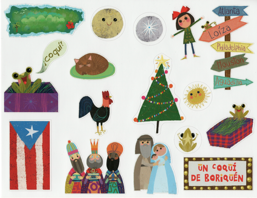 Set de 17 stickers de "Un coquí de Boriquén con los Reyes a Belén"-Stickers-Un Coquí de Boriquén